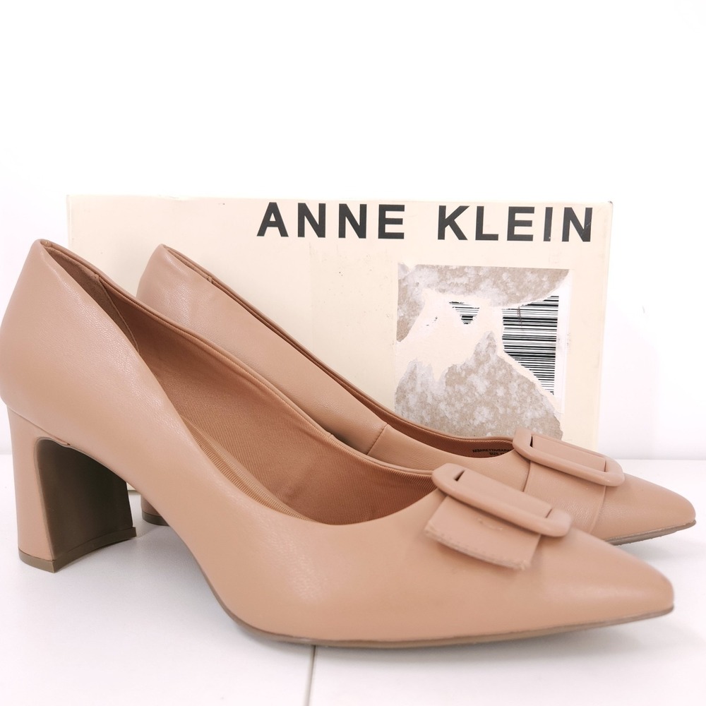 Anne Klein Baretta Slip On Tan Pumps Pointed Toe Block Womens Size 11 M